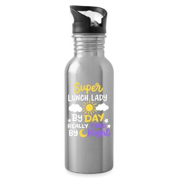 Mittagessen Dame Schule Cafeteria Arbeiter - Trinkflasche mit integriertem Trinkhalm - Lightsilver - Rechts