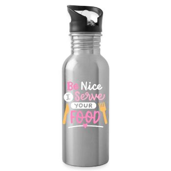 Mitarbeiterin Lebensmittelservice Mittagspause - Trinkflasche mit integriertem Trinkhalm - Lightsilver - Rechts
