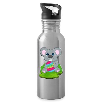 Mouse Easter Easter Egg - Water bottle with straw - silver - Right