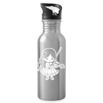 Violinen Mädchen - Trinkflasche mit integriertem Trinkhalm - Lightsilver - Rechts
