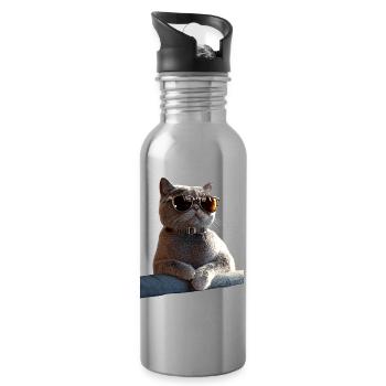 British Shorthair Chat BKH Chat Maman Chats Mignons - Gourde avec paille intégrée - argent clair - Droite