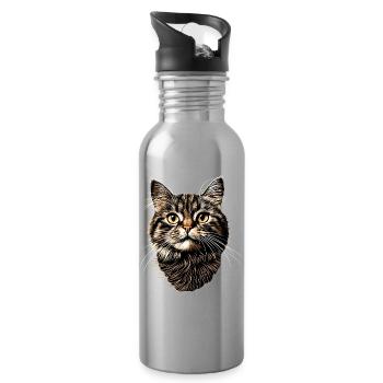 Katze Cat Mom Katzenmama Miau Ich Liebe Katzen - Trinkflasche mit integriertem Trinkhalm - Lightsilver - Rechts