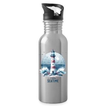 I Need Sea Time Gift - Water bottle with straw - silver - Right