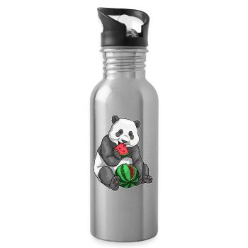 Panda Wassermelone - Trinkflasche mit integriertem Trinkhalm - Lightsilver - Rechts