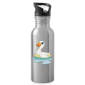 Ente Schwimmen Schwimmring - Trinkflasche mit integriertem Trinkhalm - Lightsilver - Rechts