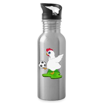 poulet joueur de football - Gourde avec paille intégrée - argent clair - Droite