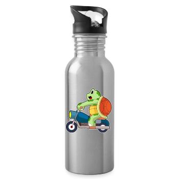 Moto tortue - Gourde avec paille intégrée - argent clair - Droite