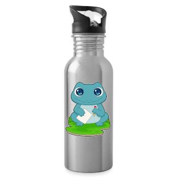 Frosch Schüler Papier Schule - Trinkflasche mit integriertem Trinkhalm - Lightsilver - Rechts
