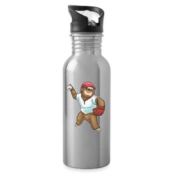 Sloth Baseball Baseball Glove - Water bottle with straw - silver - Right
