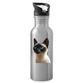 Siamkatze Siam Katze Siamese Cat Siamesen Katzen - Trinkflasche mit integriertem Trinkhalm - Lightsilver - Rechts