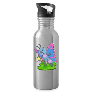 Butterfly Star - Water bottle with straw - silver - Right