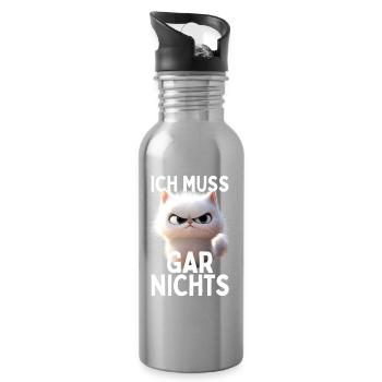 Cat I don't have to do anything no nope lazy cats - Water bottle with straw - silver - Right