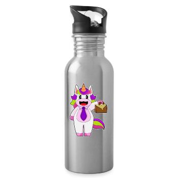 Einhorn Handtasche - Trinkflasche mit integriertem Trinkhalm - Lightsilver - Rechts