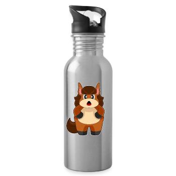 Lustiges Pferd  - Trinkflasche mit integriertem Trinkhalm - Lightsilver - Rechts