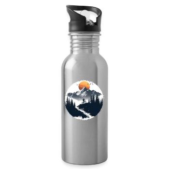 Fahrradfahrer Illustration - Trinkflasche mit integriertem Trinkhalm - Lightsilver - Rechts