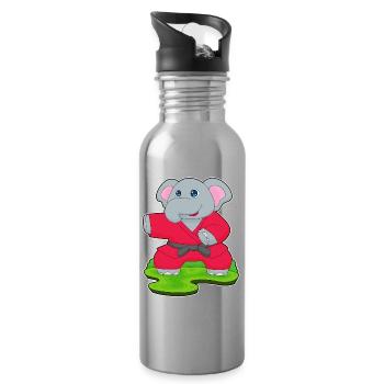 Elephant Karate Martial Arts - Water bottle with straw - silver - Right