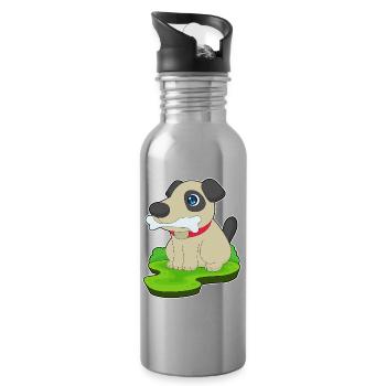 Os de chien - Gourde avec paille intégrée - argent clair - Droite