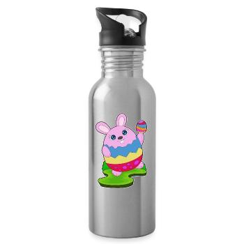Hase Ostern Osterei - Trinkflasche mit integriertem Trinkhalm - Lightsilver - Rechts