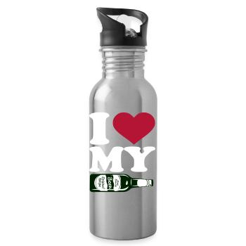 Ich liebe mein Bier - Trinkflasche mit integriertem Trinkhalm - Lightsilver - Rechts