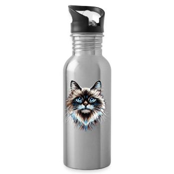 Ragdoll Katze Ragdollkatze Cat Süße Ragdoll Katzen - Trinkflasche mit integriertem Trinkhalm - Lightsilver - Rechts