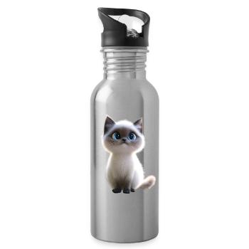 Ragdoll Katze Ragdollkatze Cat Süße Ragdoll Katzen - Trinkflasche mit integriertem Trinkhalm - Lightsilver - Rechts