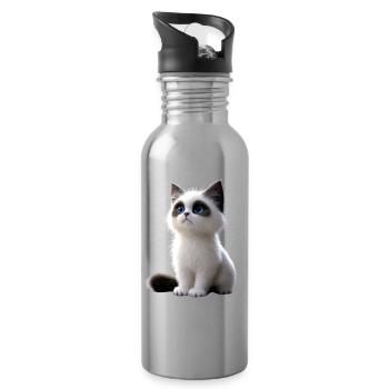 Ragdoll Katze Ragdollkatze Cat Süße Ragdoll Katzen - Trinkflasche mit integriertem Trinkhalm - Lightsilver - Rechts