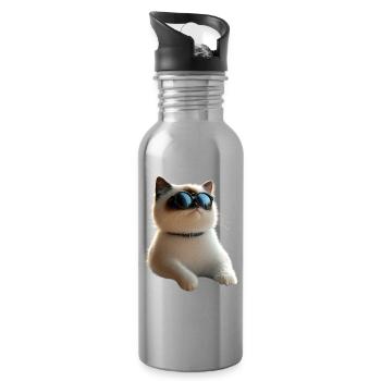 Ragdoll Cat Ragdoll Cat Cute Ragdoll Cats - Water bottle with straw - silver - Right