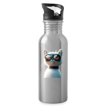 Ragdoll Katze Ragdollkatze Cat Süße Ragdoll Katzen - Trinkflasche mit integriertem Trinkhalm - Lightsilver - Rechts