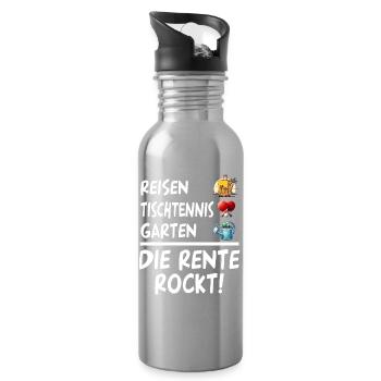 Die Rente Rockt Reisen Tischtennis Garten Rentner - Trinkflasche mit integriertem Trinkhalm - Lightsilver - Rechts