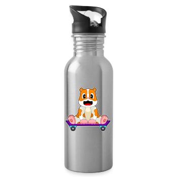 Hamster Skater Skateboard - Gourde avec paille intégrée - argent clair - Droite