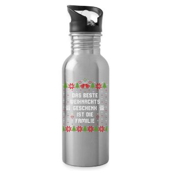 Das beste Weihnachtsgeschenk ist die Familie - Trinkflasche mit integriertem Trinkhalm - Lightsilver - Rechts
