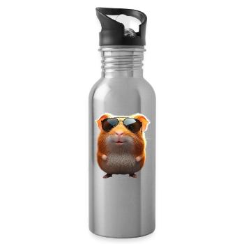 Meerschweinchen Nagetiere Capybara Süßes Nager - Trinkflasche mit integriertem Trinkhalm - Lightsilver - Rechts