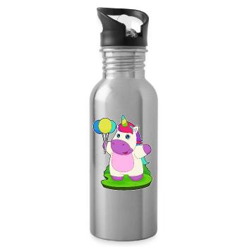 Unicorn Balloon - Water bottle with straw - silver - Right