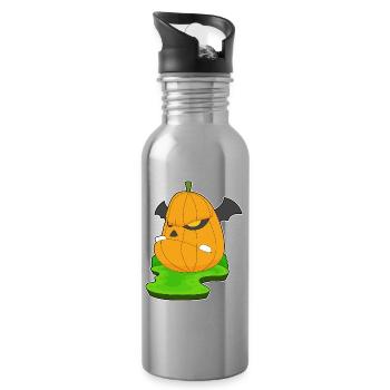 Monster Halloween Pumpkin - Water bottle with straw - silver - Right