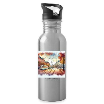 Herbstliches Gothenburg Skandinavien Schweden Stad - Trinkflasche mit integriertem Trinkhalm - Lightsilver - Rechts