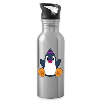 Pinguin Baby Schnuller - Trinkflasche mit integriertem Trinkhalm - Lightsilver - Rechts