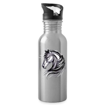 Pony Riding Pony Foal Rider Ponies Riding Pony Farm - Water bottle with straw - silver - Right