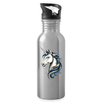 Licorne Cavalier Poney Ferme Chevaux Équitation Licornes - Gourde avec paille intégrée - argent clair - Droite
