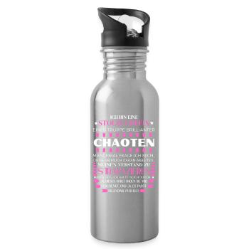 BIN EINE STOLZE CHEFIN BRILLIANTER CHAOTEN TEAM - Trinkflasche mit integriertem Trinkhalm - Lightsilver - Rechts
