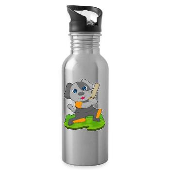 Hund Cricket Cricketschläger - Trinkflasche mit integriertem Trinkhalm - Lightsilver - Rechts
