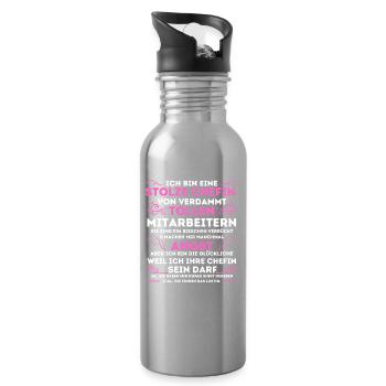 STOLZE CHEFIN VON VERDAMMT TOLLEN MITARBEITERN - Trinkflasche mit integriertem Trinkhalm - Lightsilver - Rechts