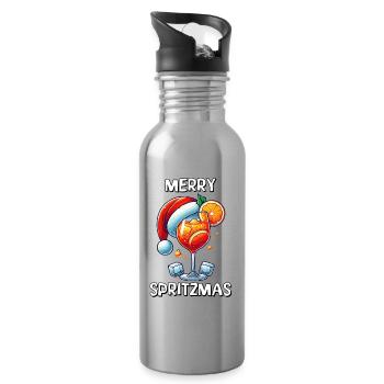 Frohe Spritzmas Lustiger Urlaub Cocktail Weihnachten - Trinkflasche mit integriertem Trinkhalm - Lightsilver - Rechts