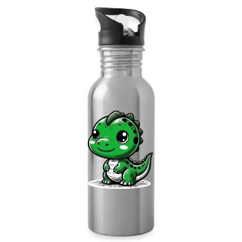 Dinosaure - Gourde avec paille intégrée - argent clair - Droite