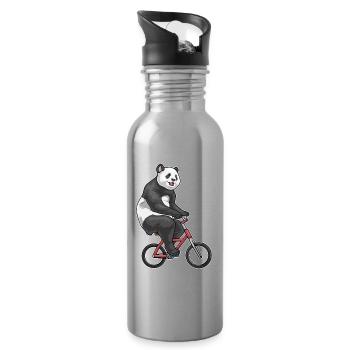 Vélo Panda - Gourde avec paille intégrée - argent clair - Droite