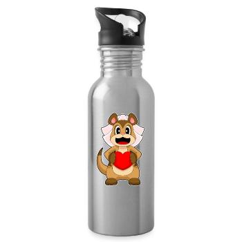 Erdmännchen Braut Herz Hochzeit - Trinkflasche mit integriertem Trinkhalm - Lightsilver - Rechts