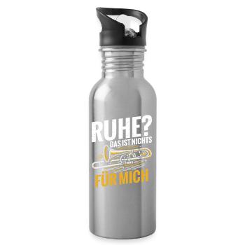 Posaune Ruhe? Das Ist Nichts Für Mich - Trinkflasche mit integriertem Trinkhalm - Lightsilver - Rechts