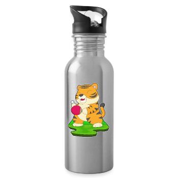 Raquette de tennis de table Tiger - Gourde avec paille intégrée - argent clair - Droite