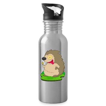 Hedgehog Halloween Zombie - Water bottle with straw - silver - Right
