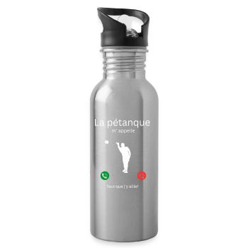 The pétanque is calling me, I have to go! - Water bottle with straw - silver - Right