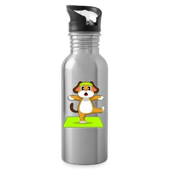 Hund Yoga Fitness Gymnastik - Trinkflasche mit integriertem Trinkhalm - Lightsilver - Rechts